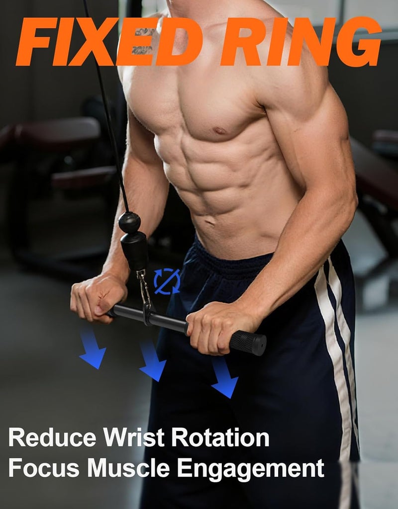 Fitarc ملحق كابل بار مستقيم مع حلقة ثابتة، بار ترايسيب غير قابل للانزلاق لملحق سحب ترايسيب، بار سحب لات لمعدات صالة الألعاب الرياضية المنزلية، ملحقات سحب لات وملحقات كابل لصالة الألعاب الرياضية - Image 3